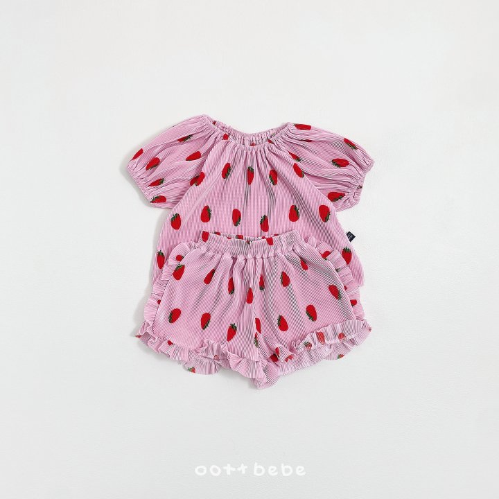 Oott Bebe - Korean Baby Fashion - #babyootd - Sweet Berry Pleated Set (Kids) - 9