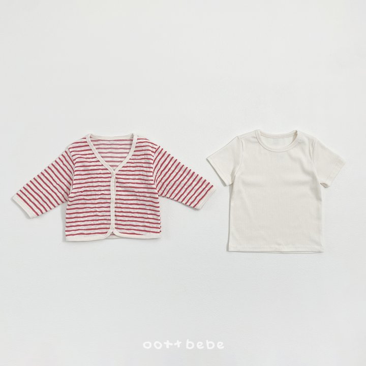 Oott Bebe - Korean Children Fashion - #childofig - Pale Stripe Cardigan Set - 8