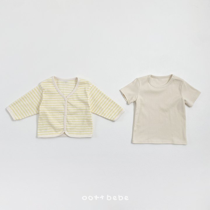 Oott Bebe - Korean Children Fashion - #childrensboutique - Pale Stripe Cardigan Set - 9