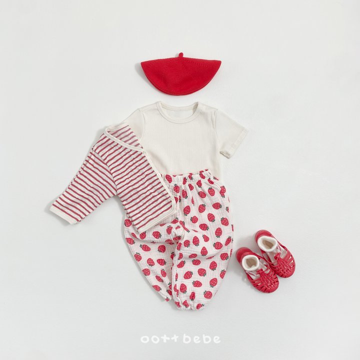 Oott Bebe - Korean Children Fashion - #littlefashionista - Pale Stripe Cardigan Set - 4