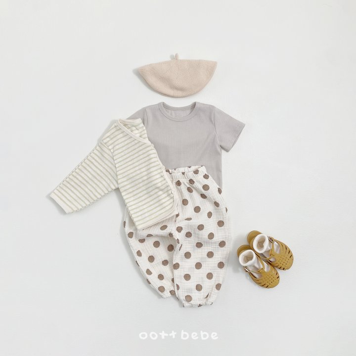 Oott Bebe - Korean Children Fashion - #prettylittlegirls - Pale Stripe Cardigan Set - 6