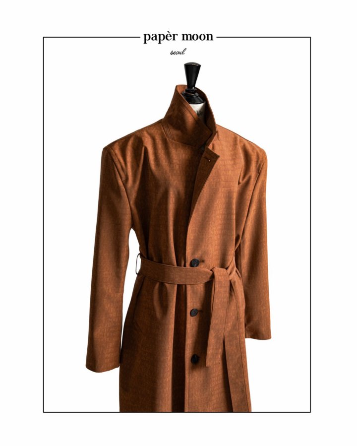 Paper Moon - Korean Women Fashion - #momslook - Crocodile Pattern Belted Oversized Coat