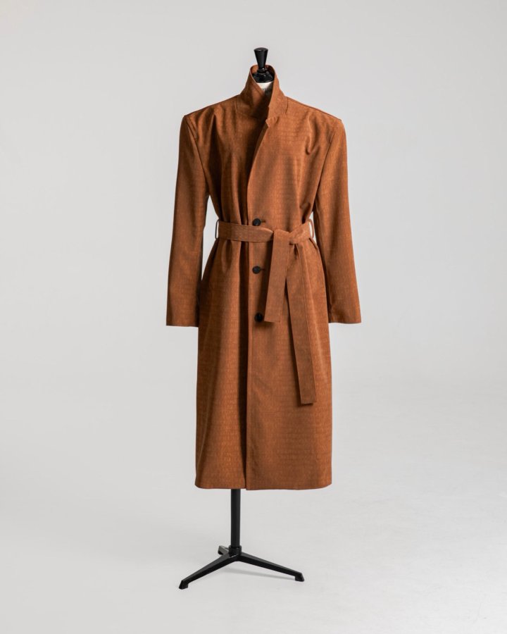 Paper Moon - Korean Women Fashion - #momslook - Crocodile Pattern Belted Oversized Coat - 3
