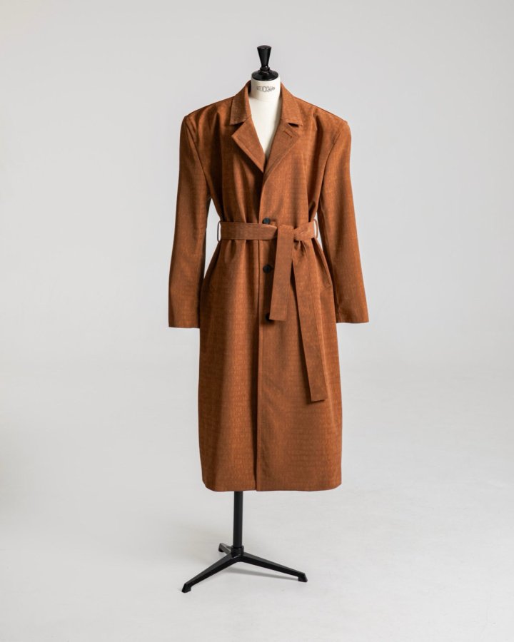 Paper Moon - Korean Women Fashion - #momslook - Crocodile Pattern Belted Oversized Coat - 7