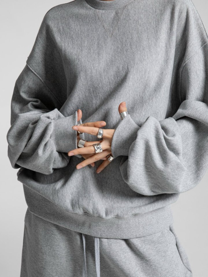 Paper Moon - Korean Women Fashion - #momslook - Heritage Reverse Weave Volume Sweatshirt - 3