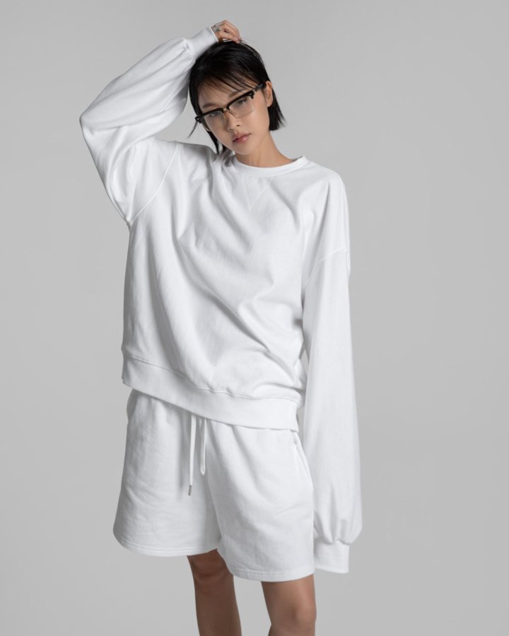 Paper Moon - Korean Women Fashion - #momslook - Heritage Reverse Weave Volume Sweatshirt - 5