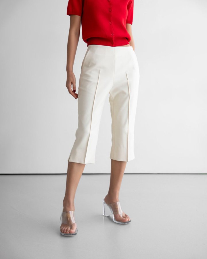 Paper Moon - Korean Women Fashion - #momslook - Crease Line Slit Midi Pants - 4