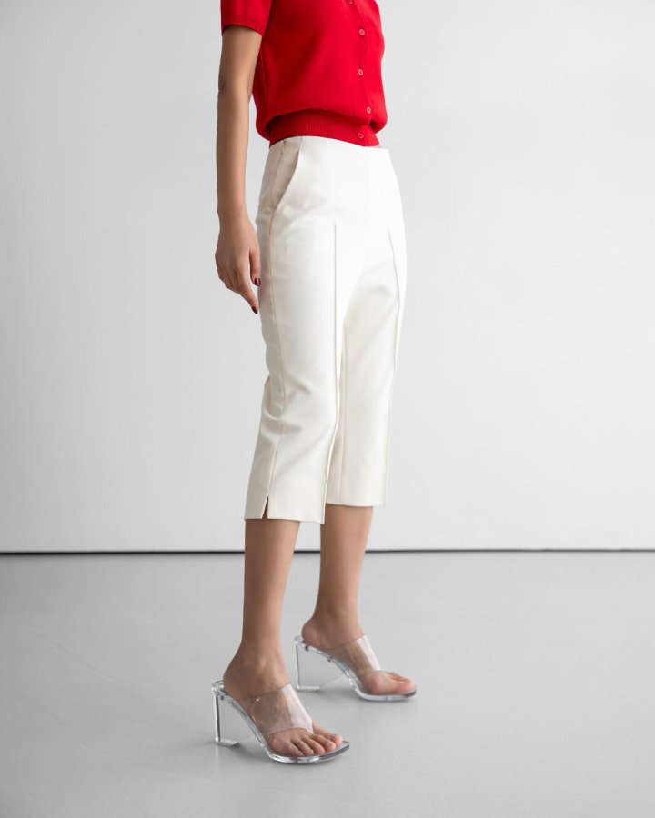 Paper Moon - Korean Women Fashion - #momslook - Crease Line Slit Midi Pants - 5