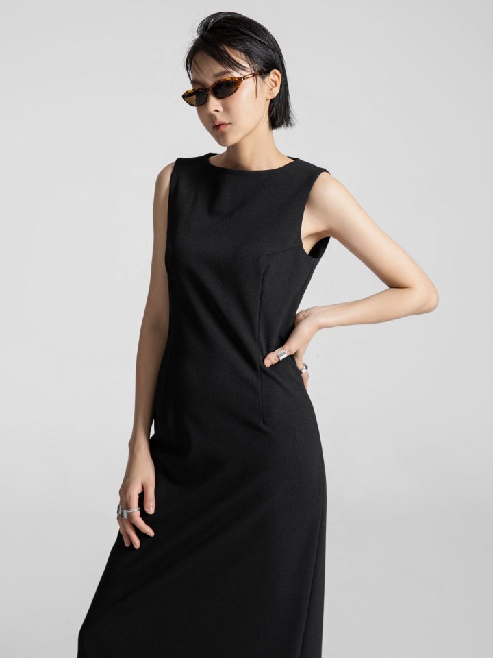 Paper Moon - Korean Women Fashion - #momslook - Crepe Pencil Line Midi Sleeveless Kelly Dress