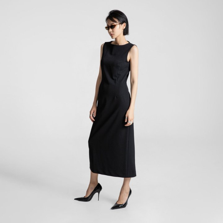 Paper Moon - Korean Women Fashion - #momslook - Crepe Pencil Line Midi Sleeveless Kelly Dress - 2