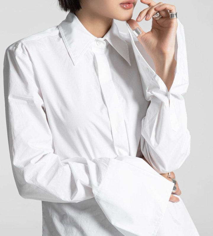 Paper Moon - Korean Women Fashion - #momslook - Slim Fit Long Cuff Shirt - 5