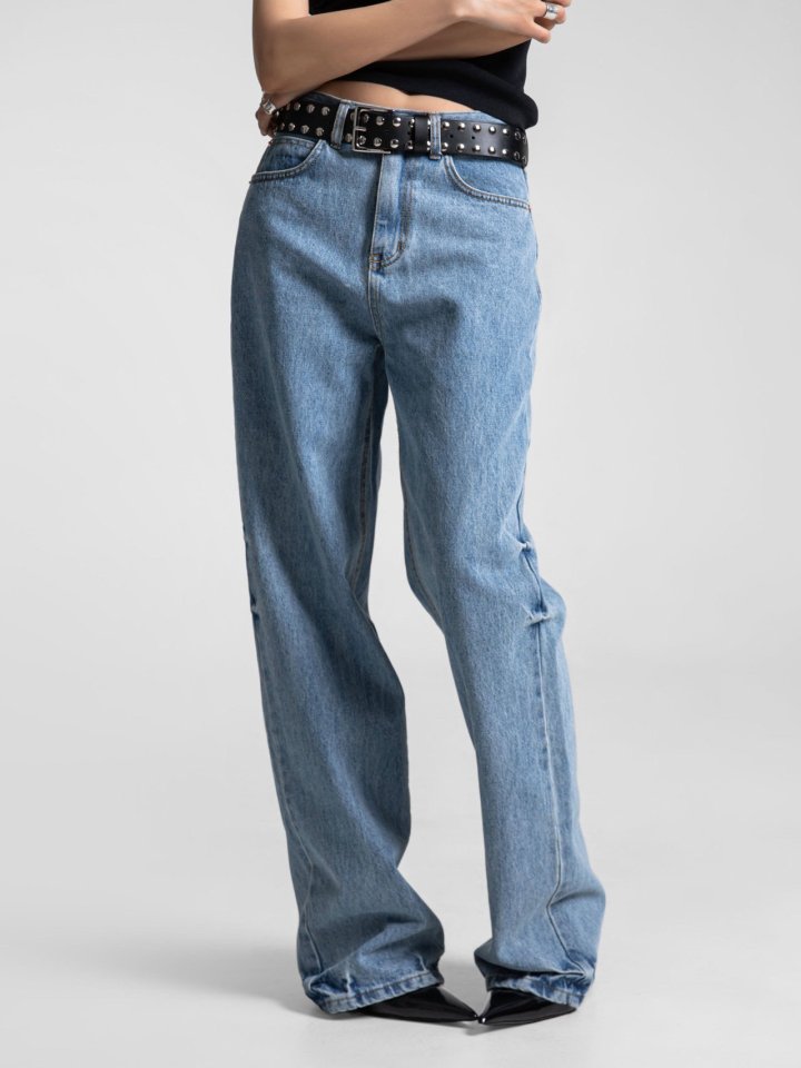 Paper Moon - Korean Women Fashion - #momslook - Classic Domingo Detail Straight Denim Pants - 9