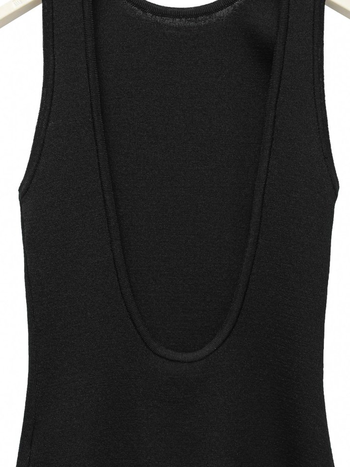 Paper Moon - Korean Women Fashion - #momslook - Classic Back Less Detail Sleeveless Knit Top - 10