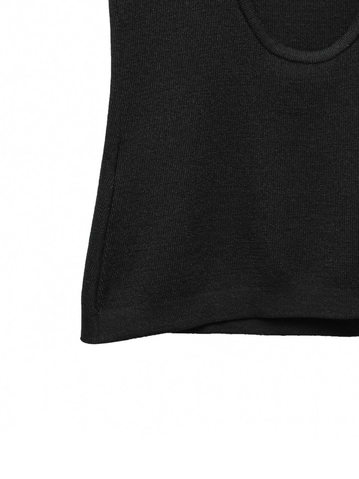 Paper Moon - Korean Women Fashion - #momslook - Classic Back Less Detail Sleeveless Knit Top - 12
