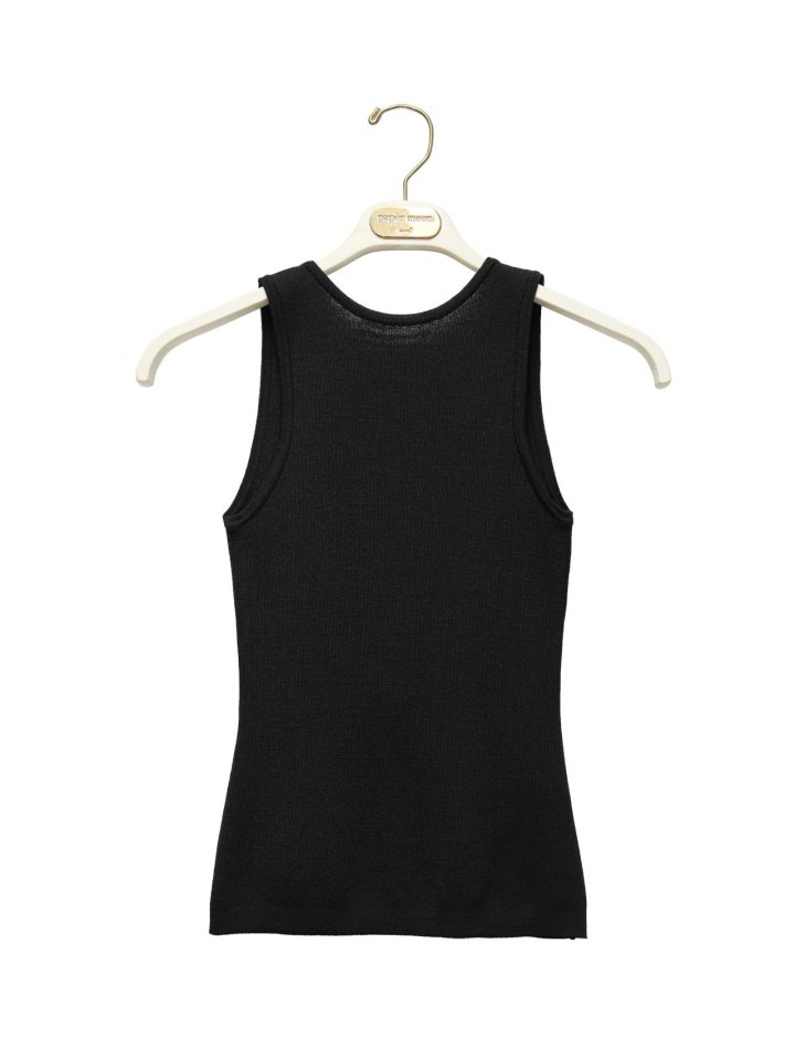 Paper Moon - Korean Women Fashion - #womensfashion - Classic Back Less Detail Sleeveless Knit Top - 4