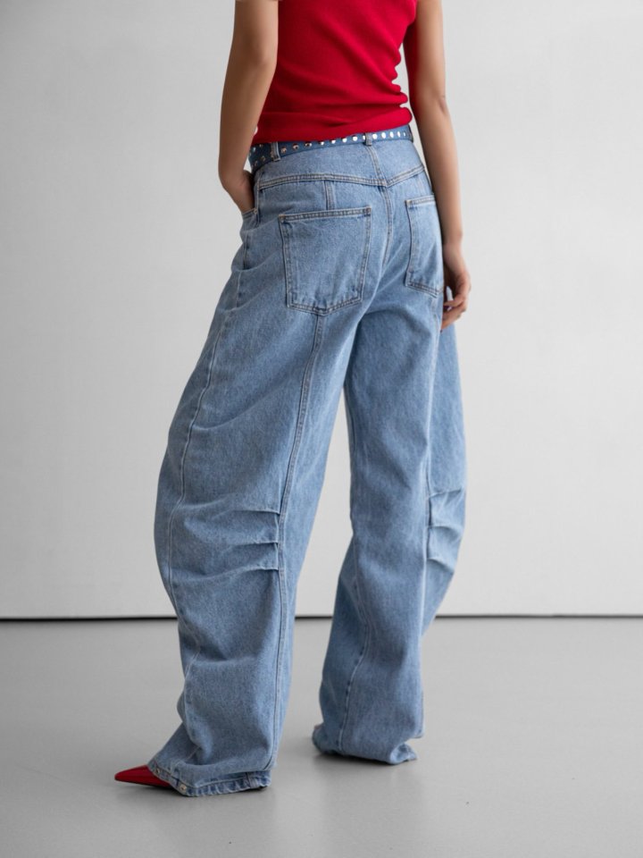 Paper Moon - Korean Women Fashion - #momslook - Volume Pintuck Denim Pants