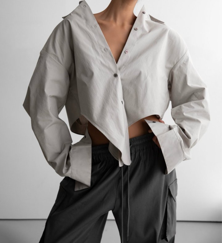 Paper Moon - Korean Women Fashion - #momslook - Round Cut Hem Detail Button Down Shirt - 3