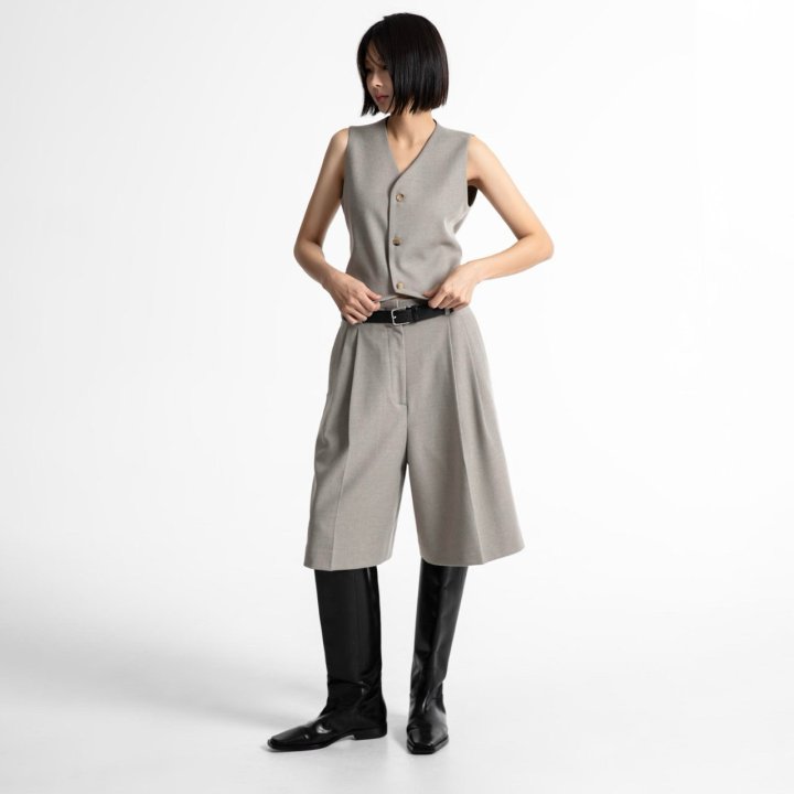 Paper Moon - Korean Women Fashion - #momslook - Flannel Wool Set - Up Tailored Vest - 2