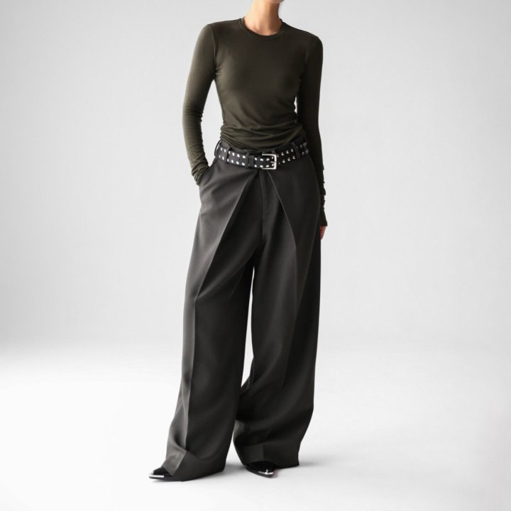 Paper Moon - Korean Women Fashion - #momslook - Classic Long Sleeved Sheer Slub Crewneck Tee - 2