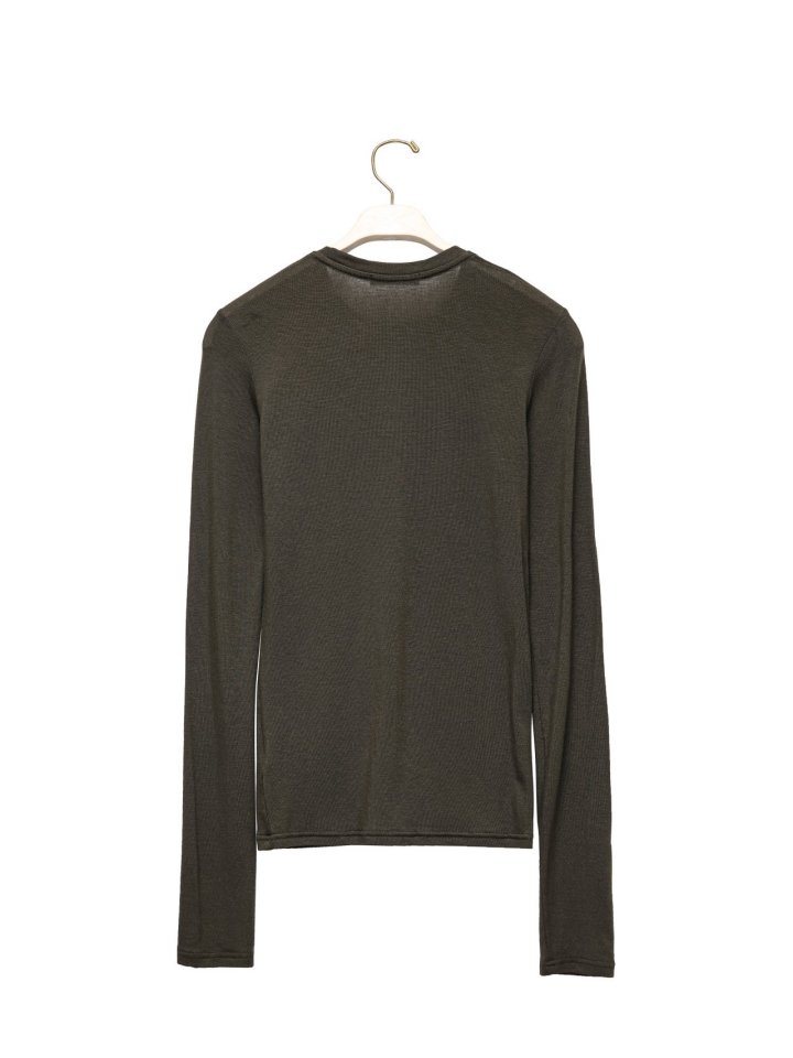 Paper Moon - Korean Women Fashion - #momslook - Classic Long Sleeved Sheer Slub Crewneck Tee - 6