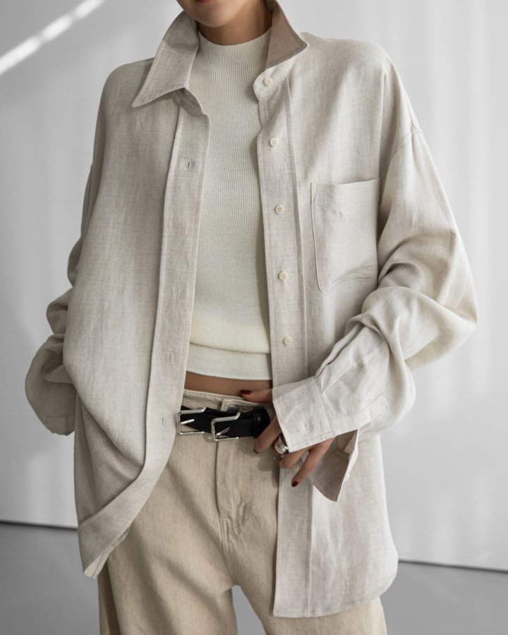Paper Moon - Korean Women Fashion - #momslook - Soft Linen Oversized Button Down Shirt
