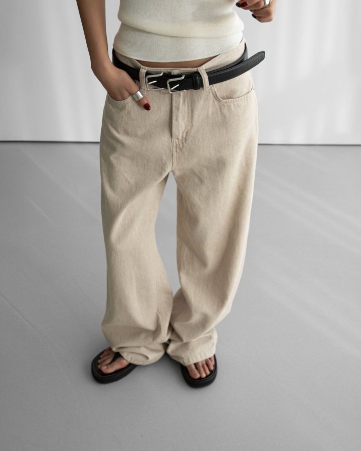 Paper Moon - Korean Women Fashion - #momslook - Natural Linen Denim Wide Pants - 6