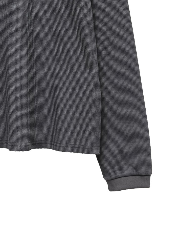 Paper Moon - Korean Women Fashion - #momslook - Waffle Fabric Oversized Long Sleeved Tee - 12