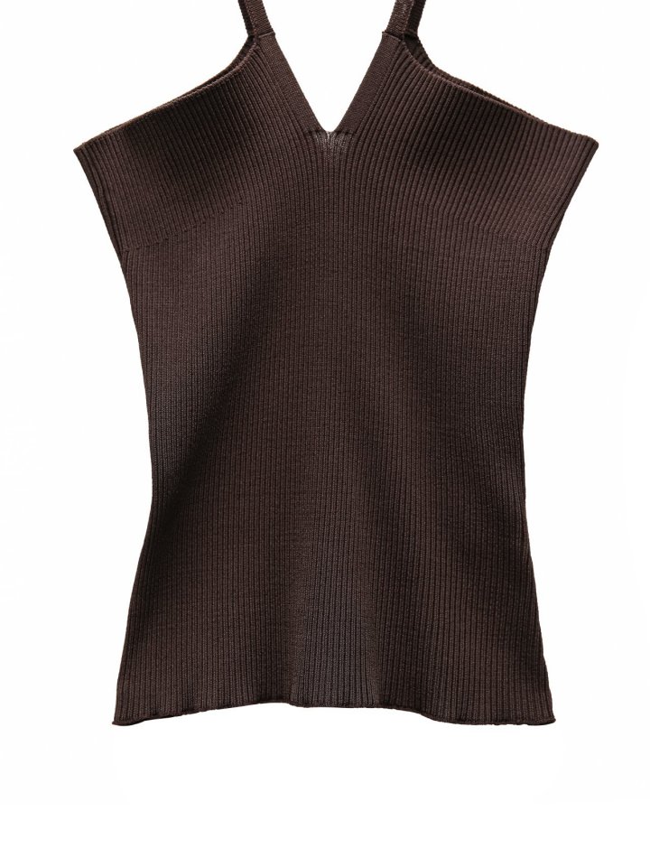 Paper Moon - Korean Women Fashion - #momslook - V - Line Strap Ribbed Knit Sleeveless Top - 11