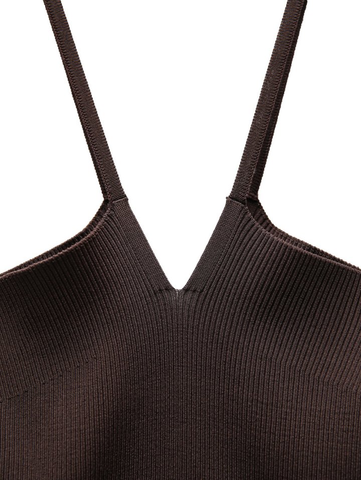 Paper Moon - Korean Women Fashion - #momslook - V - Line Strap Ribbed Knit Sleeveless Top - 9