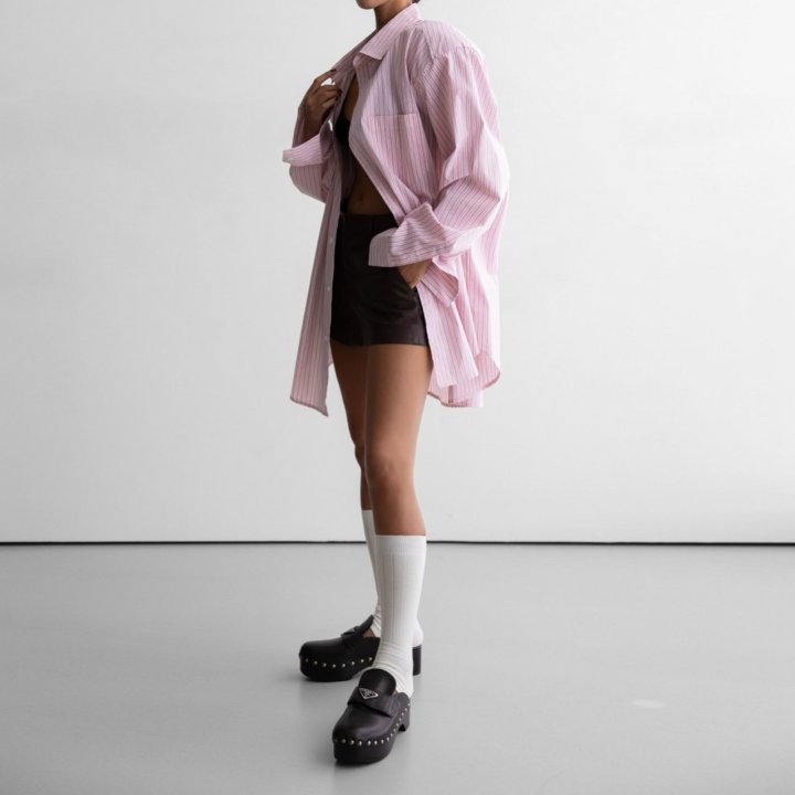 Paper Moon - Korean Women Fashion - #momslook - Boyfriend Fit Oversized Striped Button Down Shirt - 8