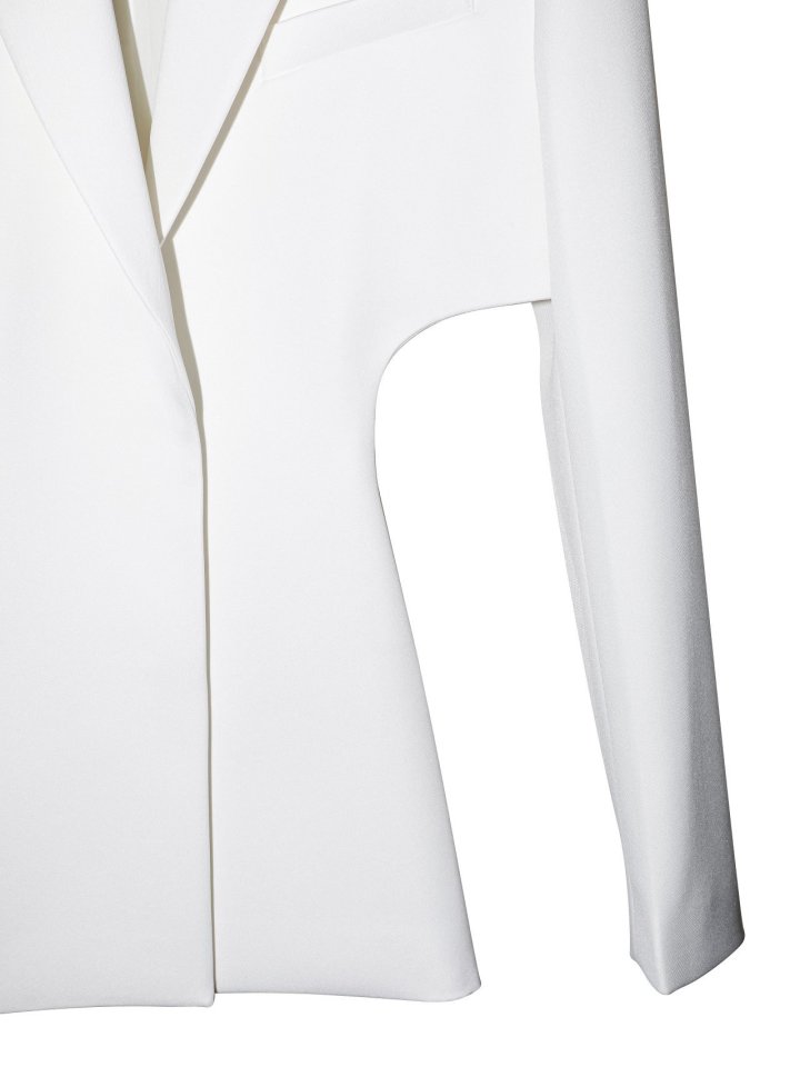 Paper Moon - Korean Women Fashion - #momslook - Squared Shoulder Cut Out Waist Detail Minimal Blazer - 11