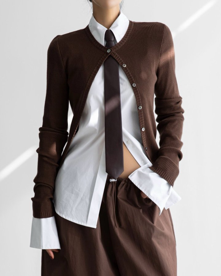 Paper Moon - Korean Women Fashion - #momslook - Ribbed Button Down Knit Cardigan