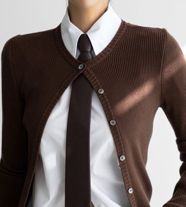 Paper Moon - Korean Women Fashion - #momslook - Ribbed Button Down Knit Cardigan - 3