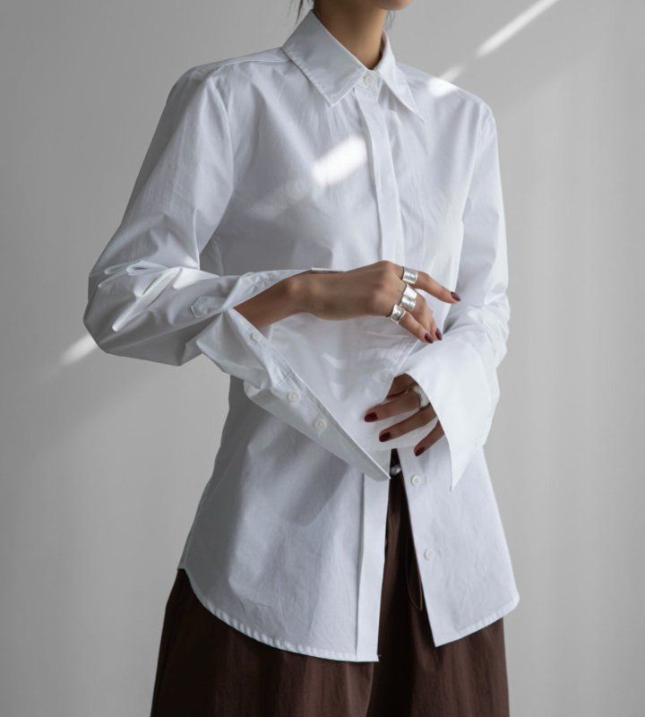 Paper Moon - Korean Women Fashion - #momslook - Slim Fit Long Cuff Shirt - 3