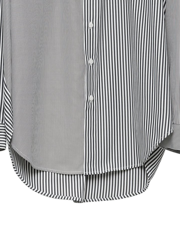 Paper Moon - Korean Women Fashion - #momslook - Oversized Striped Combi Button Down Shirt - 12