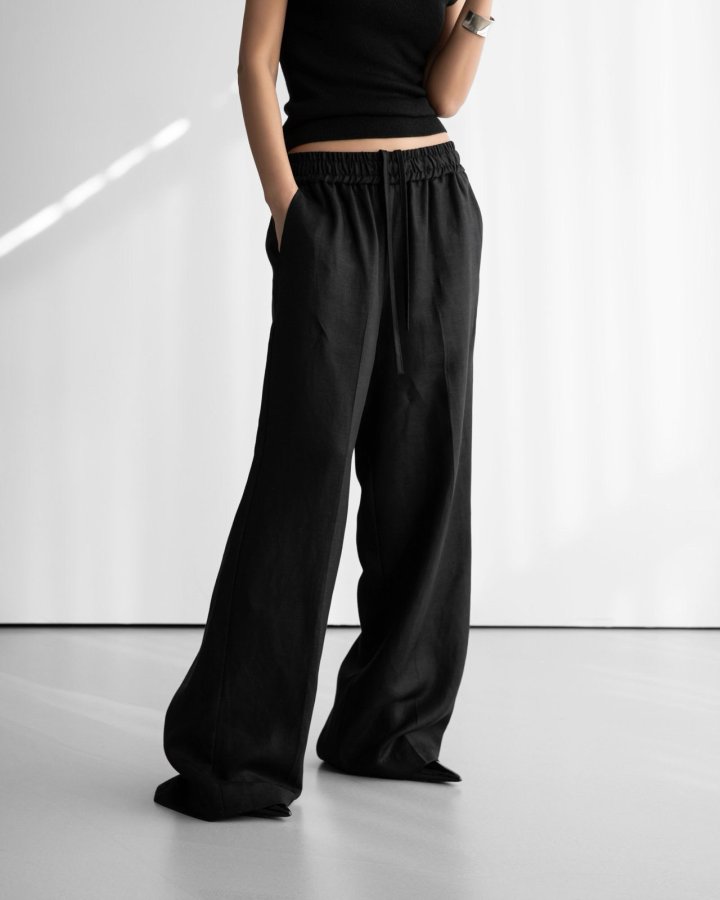 Paper Moon - Korean Women Fashion - #momslook - Linen Drawstring Trousers