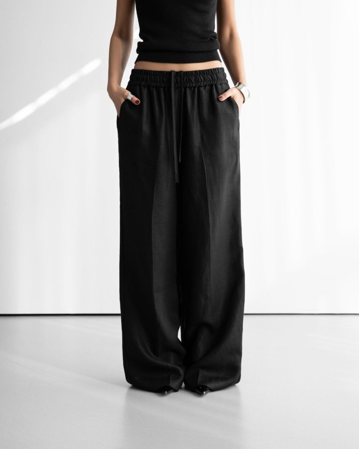 Paper Moon - Korean Women Fashion - #momslook - Linen Drawstring Trousers - 3