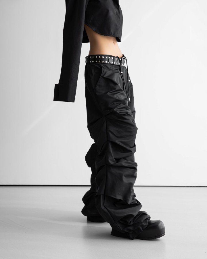 Paper Moon - Korean Women Fashion - #womensfashion - LUX Shirred Crinkle Track Wide Pants - 4