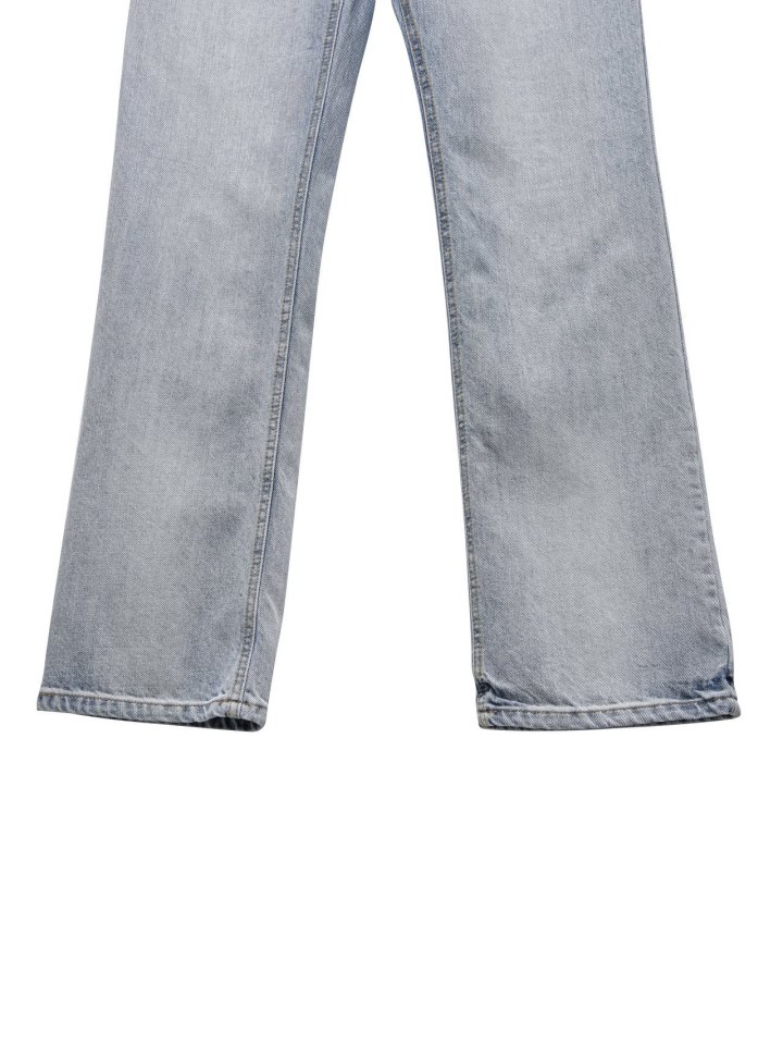 Paper Moon - Korean Women Fashion - #momslook - Classic Slim Fit Straight Blue Jeans - 9