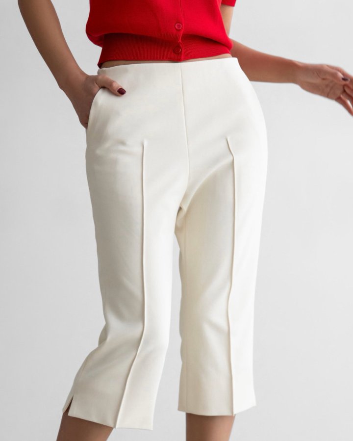 Paper Moon - Korean Women Fashion - #pursuepretty - Crease Line Slit Midi Pants - 9