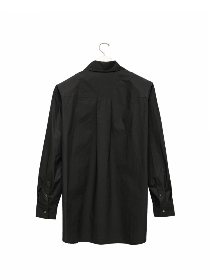 Paper Moon - Korean Women Fashion - #pursuepretty - Maxi Oversized Padded Shoulder Cotton Button Down Shirt - 5