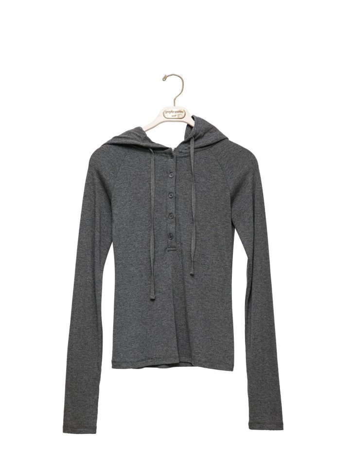 Paper Moon - Korean Women Fashion - #pursuepretty - Finger Hall Sleeved Button Point Jersey Hoodie - 6