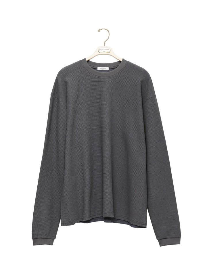 Paper Moon - Korean Women Fashion - #vintagekidsstyle - Waffle Fabric Oversized Long Sleeved Tee - 4