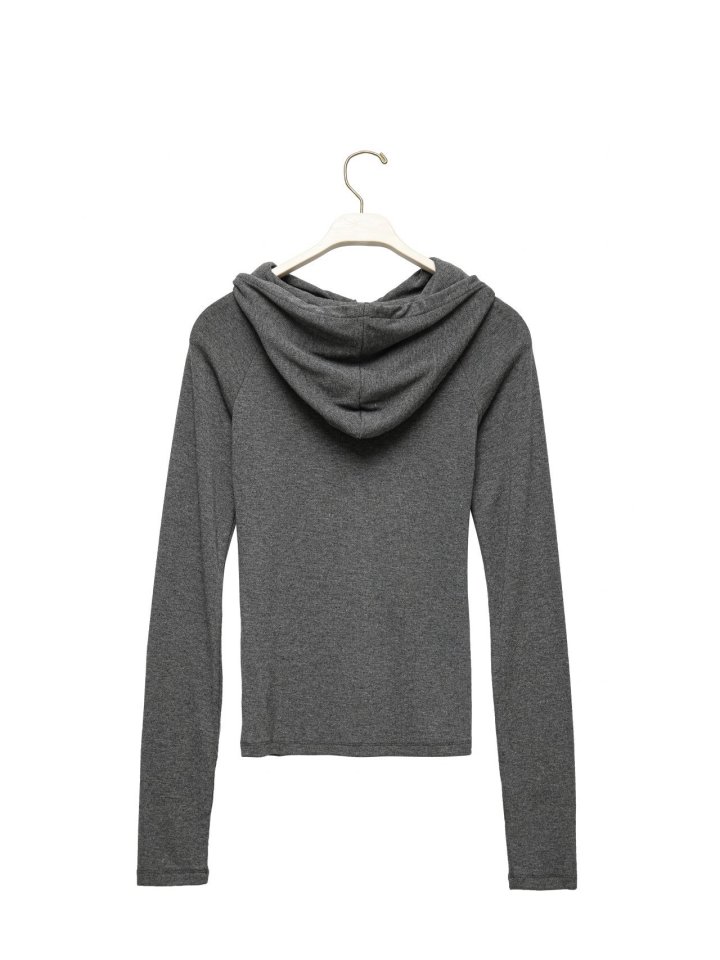 Paper Moon - Korean Women Fashion - #restrostyle - Finger Hall Sleeved Button Point Jersey Hoodie - 7