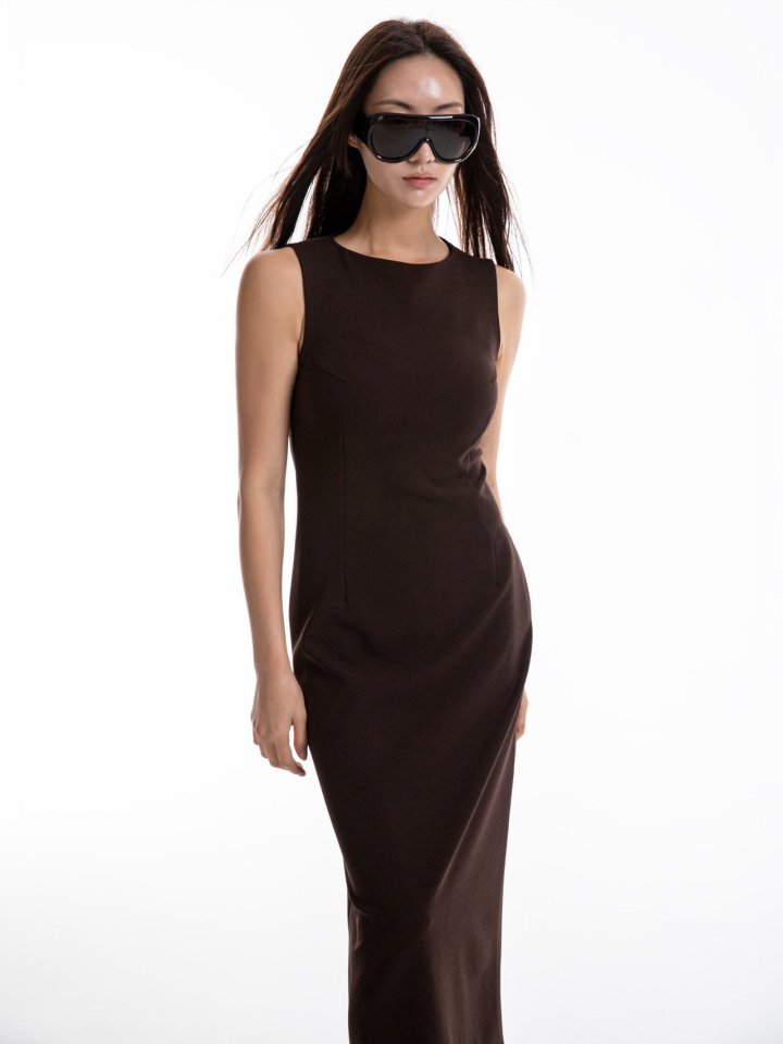 Paper Moon - Korean Women Fashion - #pursuepretty - Crepe Pencil Line Midi Sleeveless Kelly Dress - 4