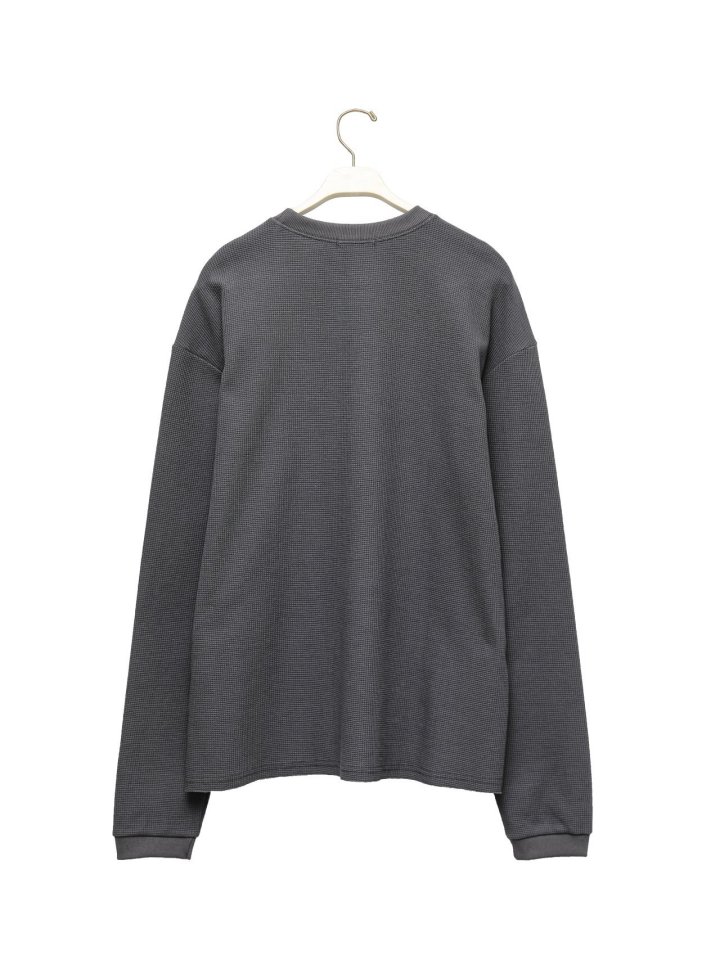 Paper Moon - Korean Women Fashion - #restrostyle - Waffle Fabric Oversized Long Sleeved Tee - 5