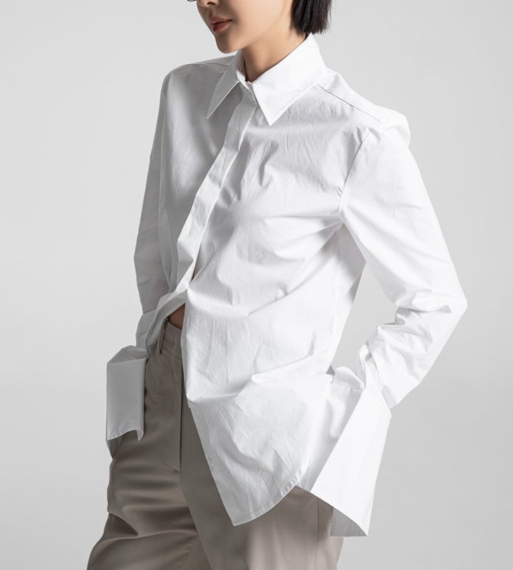 Paper Moon - Korean Women Fashion - #romanticstyle - Slim Fit Long Cuff Shirt