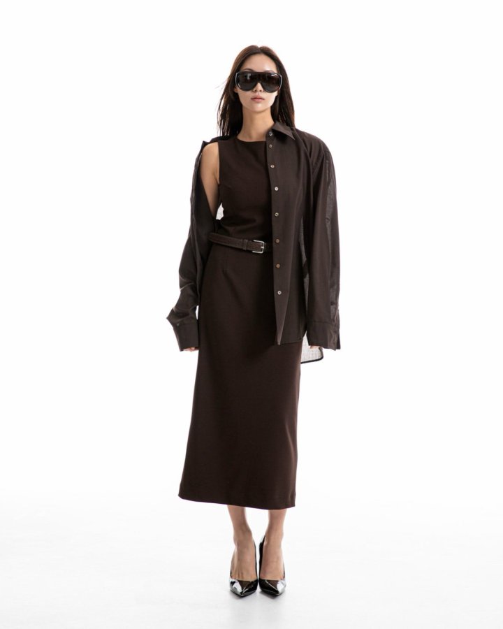 Paper Moon - Korean Women Fashion - #romanticstyle - Crepe Pencil Line Midi Sleeveless Kelly Dress - 5