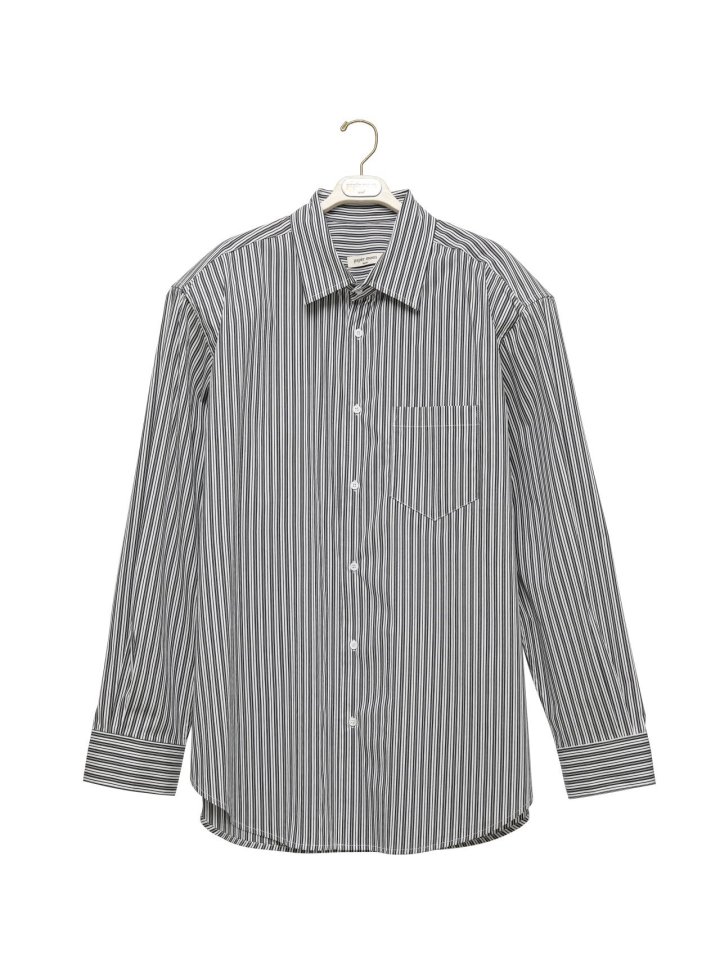 Paper Moon - Korean Women Fashion - #shopsmall - Boyfriend Fit Oversized Striped Button Down Shirt - 3