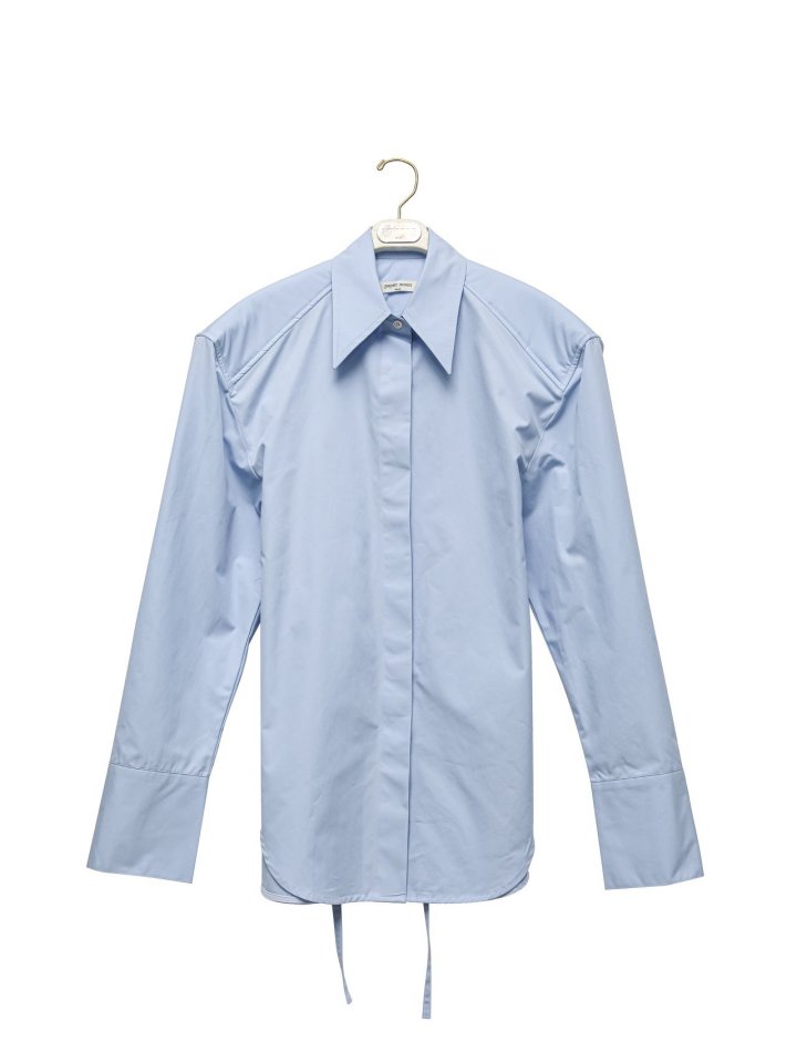 Paper Moon - Korean Women Fashion - #thatsdarling - Padded Shoulder Button Down Cotton Shirt - 6